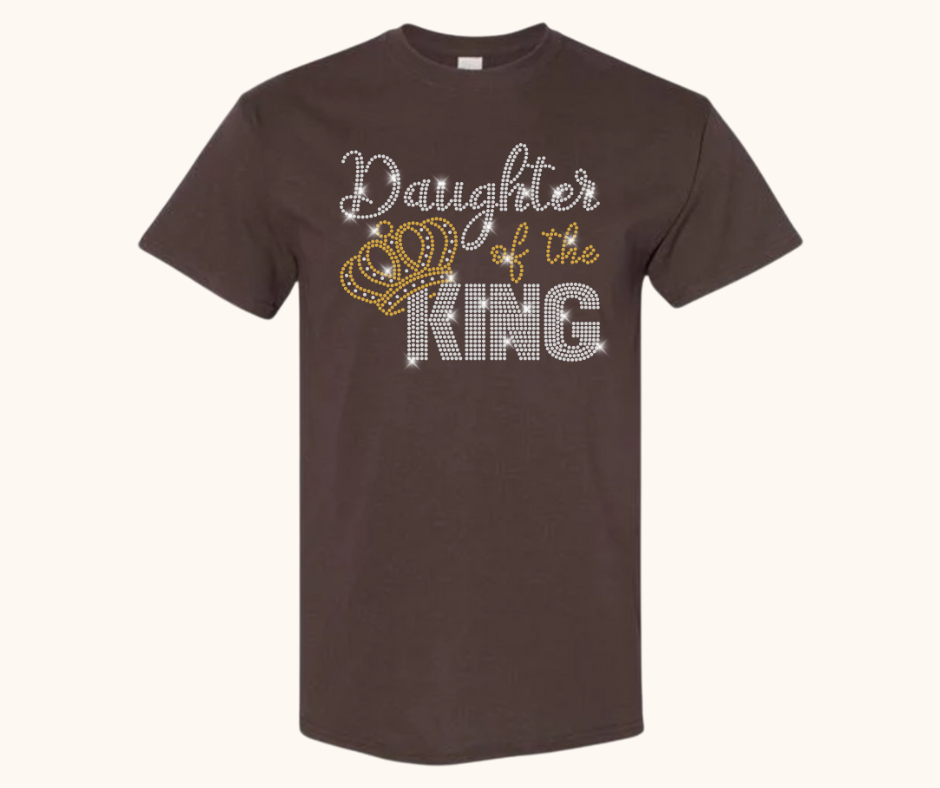Daughter of the King Tee – Crystal & Gold Luxe Rhinestones