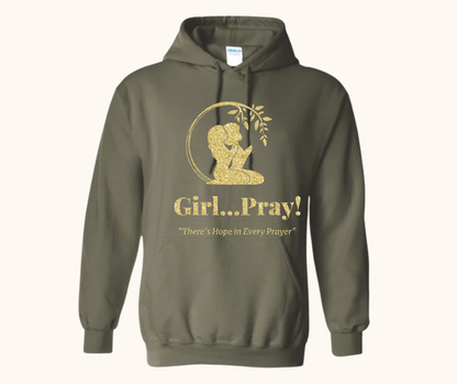 “Girl… Pray!” Signature Gold Glitter Logo Hoodie