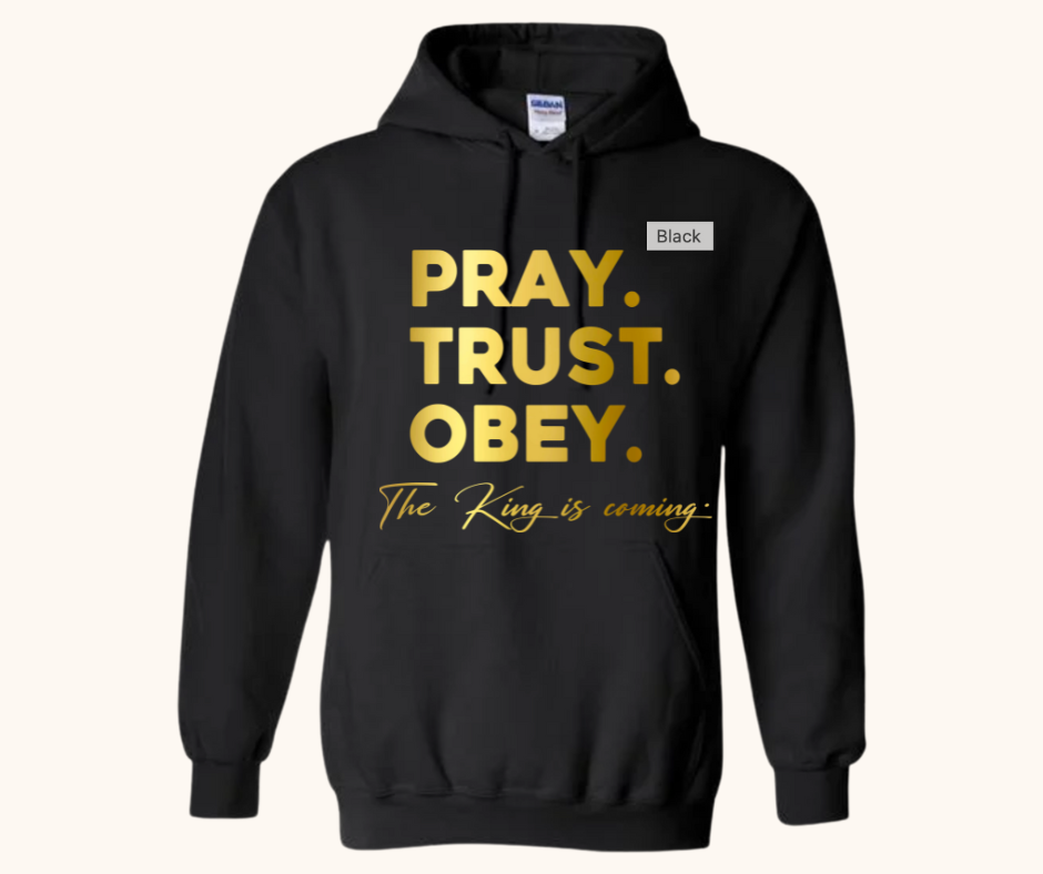 “Pray. Trust. Obey.” Hoodie — The King Is Coming