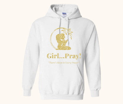 “Girl… Pray!” Signature Gold Glitter Logo Hoodie