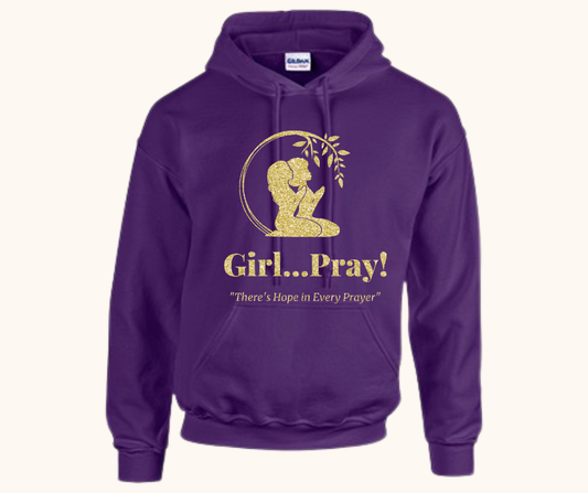 “Girl… Pray!” Signature Gold Glitter Logo Hoodie