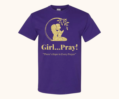 Girl… Pray! Tee – Gold Glitter Signature Logo