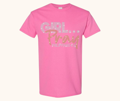 Rhinestone Girl… Pray! Tee – Crystal & Gold Luxe Edition (Philippians 4:6)