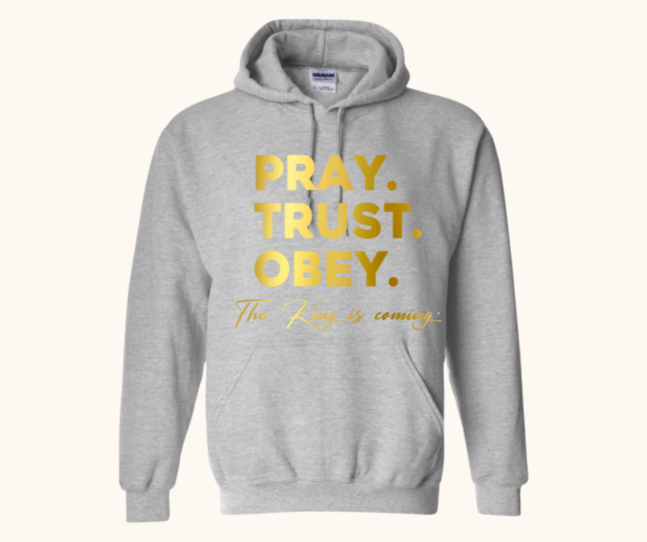 “Pray. Trust. Obey.” Hoodie — The King Is Coming