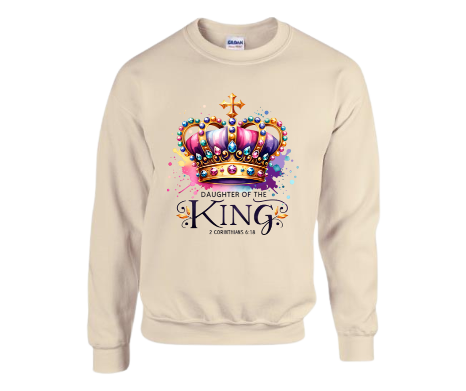 “Daughter of the King” Crown Sweatshirt — 2 Corinthians 6:18 (Copy)