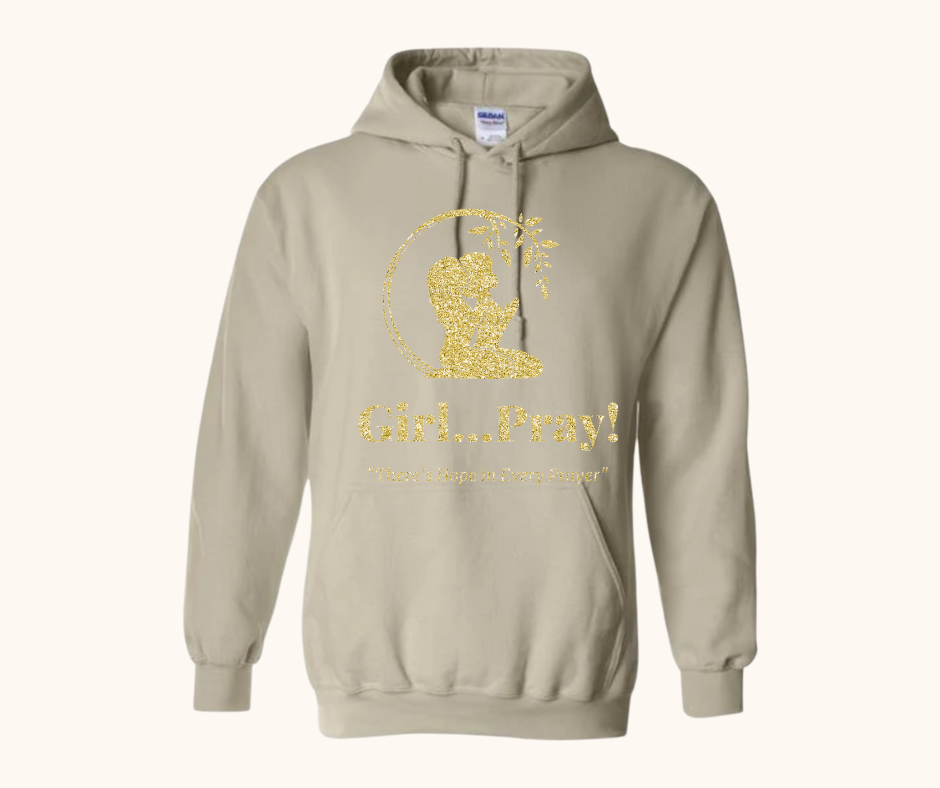 “Girl… Pray!” Signature Gold Glitter Logo Hoodie