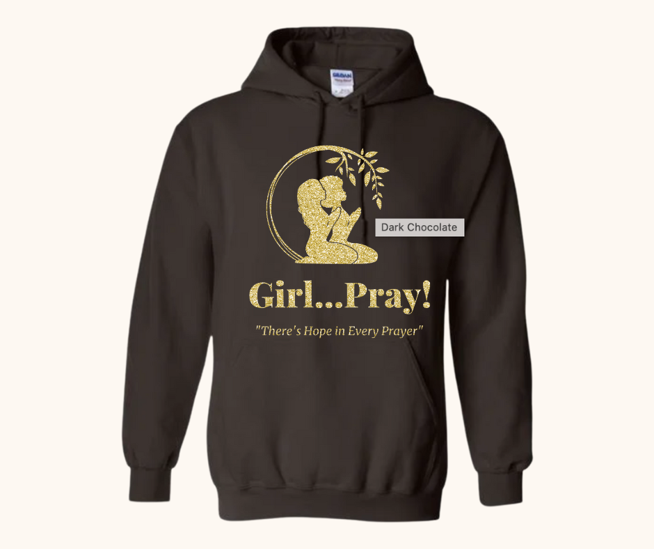 “Girl… Pray!” Signature Gold Glitter Logo Hoodie