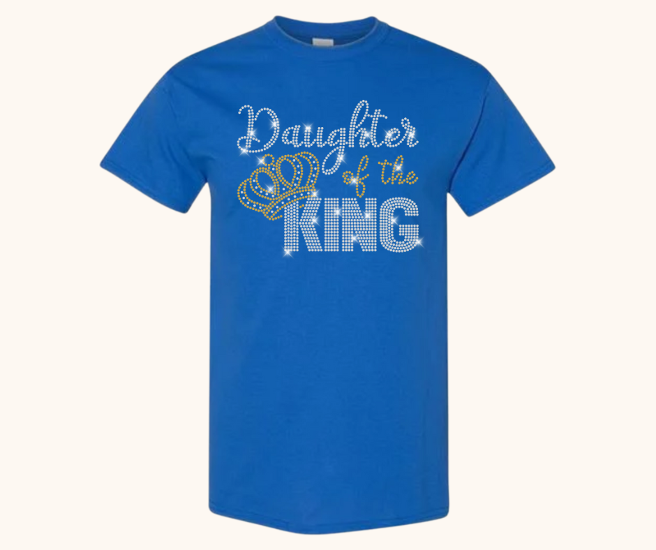 Daughter of the King Tee – Crystal & Gold Luxe Rhinestones