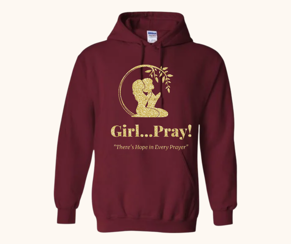 “Girl… Pray!” Signature Gold Glitter Logo Hoodie