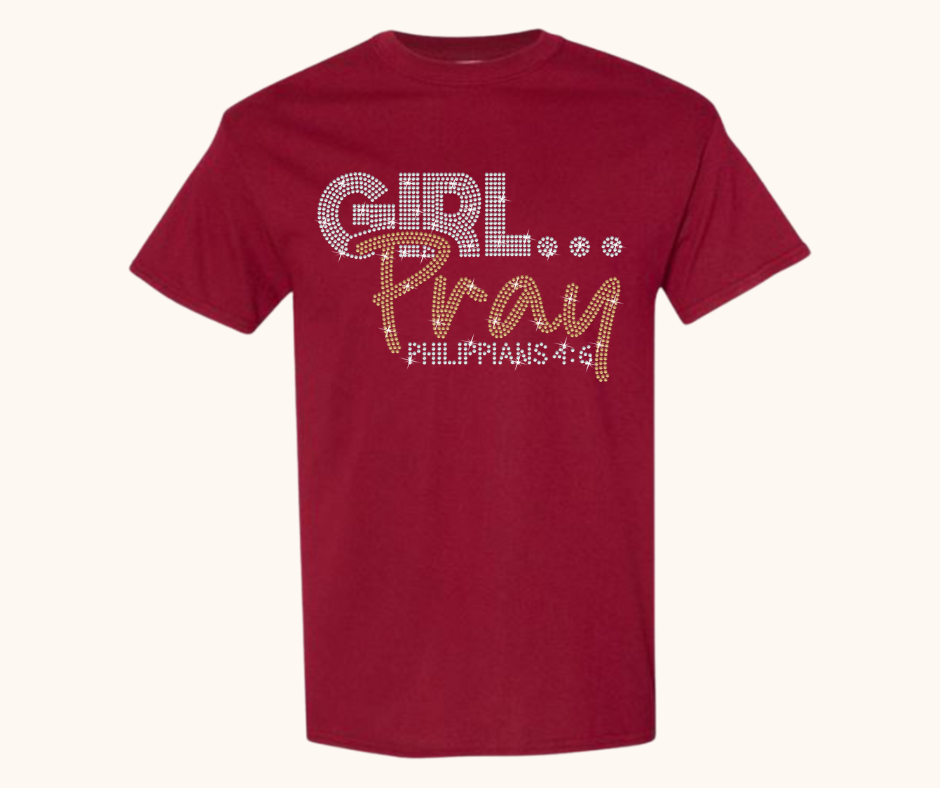 Rhinestone Girl… Pray! Tee – Crystal & Gold Luxe Edition (Philippians 4:6)