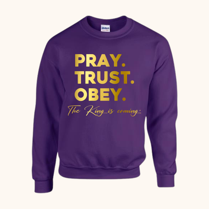 “Pray. Trust. Obey.” Sweatshirt — The King Is Coming